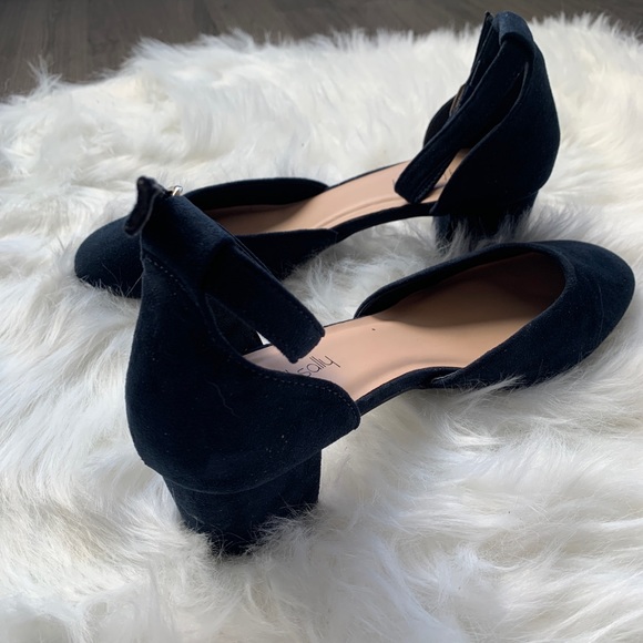 Navy Block Heel Court Shoes - Picture 2 of 2